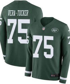 Nike New York Jets #75 Alijah Vera-Tucker Green Team Color Stitched NFL Limited Therma Long Sleeve Jersey