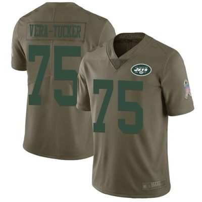 Nike New York Jets #75 Alijah Vera-Tucker Olive Stitched NFL Limited 2017 Salute To Service Jersey