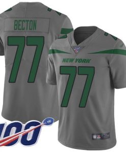 Nike New York Jets #77 Mekhi Becton Gray Stitched NFL Limited Inverted Legend 100th Season Jersey