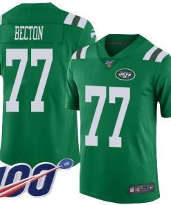 Nike New York Jets #77 Mekhi Becton Green Stitched NFL Limited Rush 100th Season Jersey