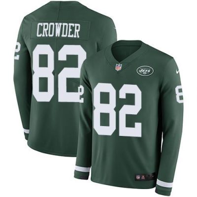 Nike New York Jets #82 Jamison Crowder Green Team Color Stitched NFL Limited Therma Long Sleeve Jersey