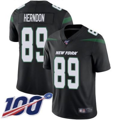 Nike New York Jets #89 Chris Herndon Black Alternate Stitched NFL 100th Season Vapor Limited Jersey