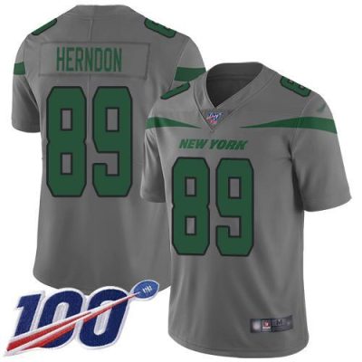 Nike New York Jets #89 Chris Herndon Gray Stitched NFL Limited Inverted Legend 100th Season Jersey