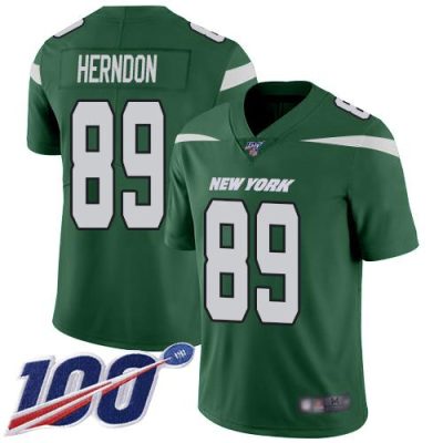 Nike New York Jets #89 Chris Herndon Green Team Color Stitched NFL 100th Season Vapor Limited Jersey