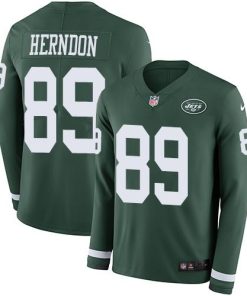Nike New York Jets #89 Chris Herndon Green Team Color Stitched NFL Limited Therma Long Sleeve Jersey