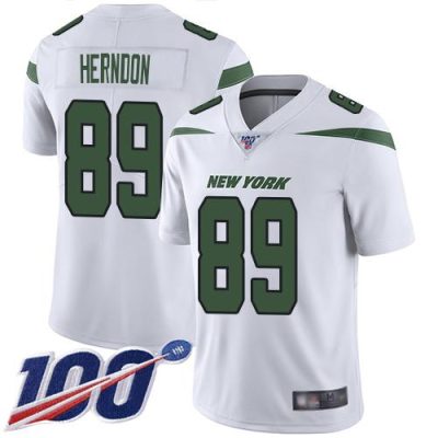 Nike New York Jets #89 Chris Herndon White Stitched NFL 100th Season Vapor Limited Jersey
