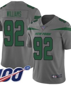 Nike New York Jets #92 Leonard Williams Gray Stitched NFL Limited Inverted Legend 100th Season Jersey