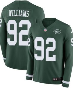 Nike New York Jets #92 Leonard Williams Green Team Color Stitched NFL Limited Therma Long Sleeve Jersey