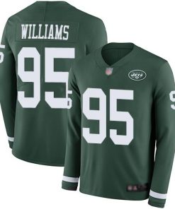 Nike New York Jets #95 Quinnen Williams Green Team Color Stitched NFL Limited Therma Long Sleeve Jersey