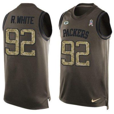 Nike Packers #92 Reggie White Green Stitched Limited Salute To Service Tank Top Jersey