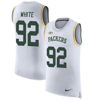 Nike Packers #92 Reggie White White Stitched Limited Rush Tank Top Jersey