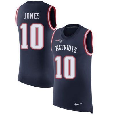 Nike Patriots #10 Mac Jones Edelman Navy Blue Team Color Stitched NFL Limited Rush Tank Top Jersey