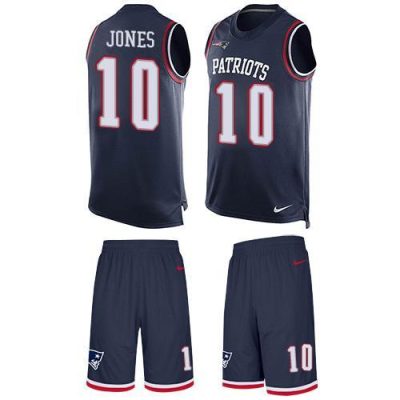 Nike Patriots #10 Mac Jones Edelman Navy Blue Team Color Stitched NFL Limited Tank Top Suit Jersey