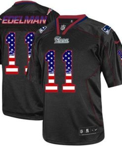 Nike Patriots #11 Julian Edelman Black Stitched NFL Elite USA Flag Fashion Jersey