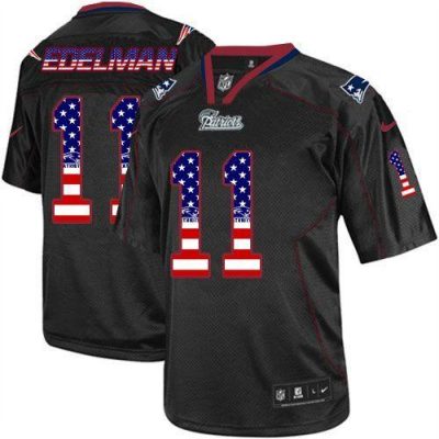 Nike Patriots #11 Julian Edelman Black Stitched NFL Elite USA Flag Fashion Jersey