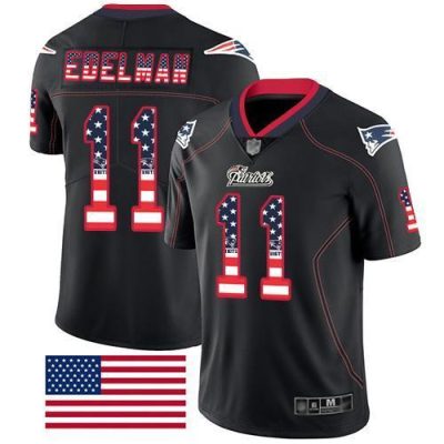 Nike Patriots #11 Julian Edelman Black Stitched NFL Limited Rush USA Flag Jersey