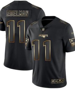 Nike Patriots #11 Julian Edelman Black/Gold Stitched NFL Vapor Untouchable Limited Jersey