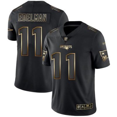Nike Patriots #11 Julian Edelman Black/Gold Stitched NFL Vapor Untouchable Limited Jersey