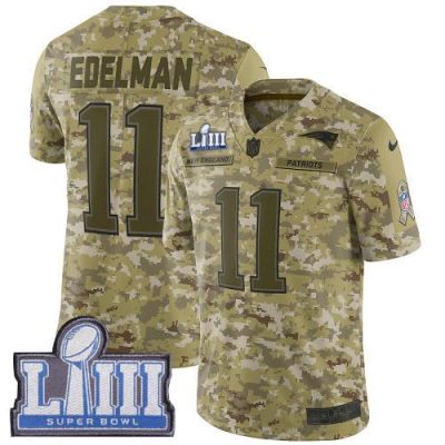 Nike Patriots #11 Julian Edelman Camo Super Bowl LIII Bound Stitched NFL Limited 2018 Salute To Service Jersey