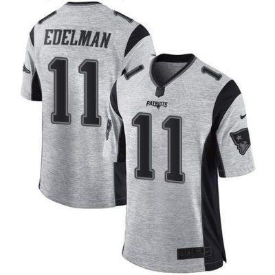 Nike Patriots #11 Julian Edelman Gray Stitched NFL Limited Gridiron Gray II Jersey