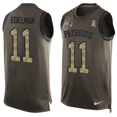 Nike Patriots #11 Julian Edelman Green Stitched NFL Limited Salute To Service Tank Top Jersey