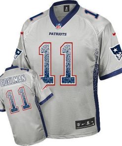 Nike Patriots #11 Julian Edelman Grey Stitched NFL Elite Drift Fashion Jersey