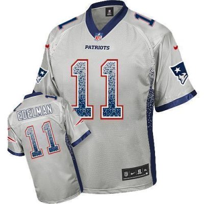 Nike Patriots #11 Julian Edelman Grey Stitched NFL Elite Drift Fashion Jersey