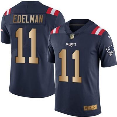 Nike Patriots #11 Julian Edelman Navy Blue Stitched NFL Limited Gold Rush Jersey