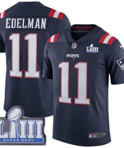Nike Patriots #11 Julian Edelman Navy Blue Super Bowl LIII Bound Stitched NFL Limited Rush Jersey