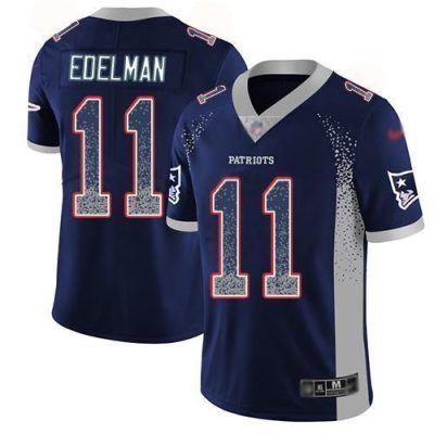 Nike Patriots #11 Julian Edelman Navy Blue Team Color Stitched NFL Limited Rush Drift Fashion Jersey