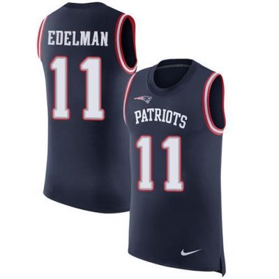 Nike Patriots #11 Julian Edelman Navy Blue Team Color Stitched NFL Limited Rush Tank Top Jersey