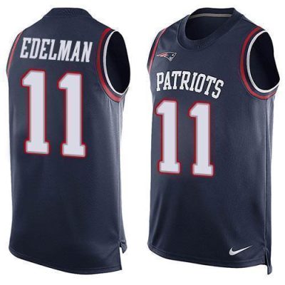 Nike Patriots #11 Julian Edelman Navy Blue Team Color Stitched NFL Limited Tank Top Jersey