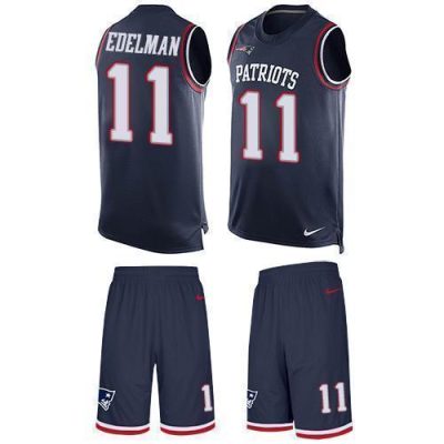 Nike Patriots #11 Julian Edelman Navy Blue Team Color Stitched NFL Limited Tank Top Suit Jersey