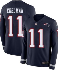 Nike Patriots #11 Julian Edelman Navy Blue Team Color Stitched NFL Limited Therma Long Sleeve Jersey
