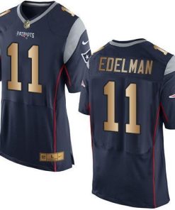 Nike Patriots #11 Julian Edelman Navy Blue Team Color Stitched NFL New Elite Gold Jersey