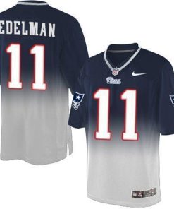 Nike Patriots #11 Julian Edelman Navy Blue/Grey Stitched NFL Elite Fadeaway Fashion Jersey