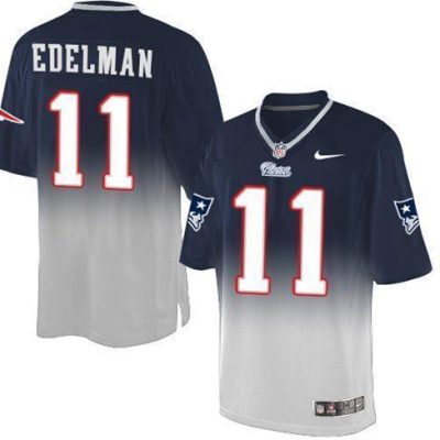 Nike Patriots #11 Julian Edelman Navy Blue/Grey Stitched NFL Elite Fadeaway Fashion Jersey