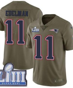 Nike Patriots #11 Julian Edelman Olive Super Bowl LIII Bound Stitched NFL Limited 2017 Salute To Service Jersey