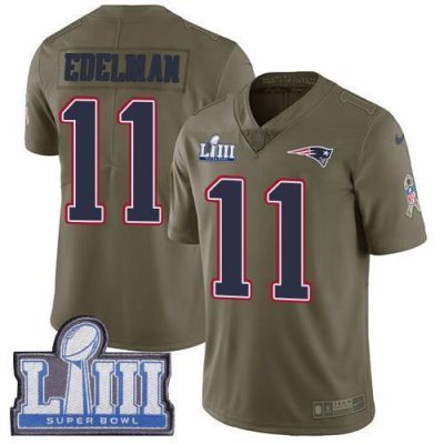 Nike Patriots #11 Julian Edelman Olive Super Bowl LIII Bound Stitched NFL Limited 2017 Salute To Service Jersey