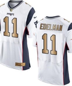 Nike Patriots #11 Julian Edelman White Stitched NFL New Elite Gold Jersey