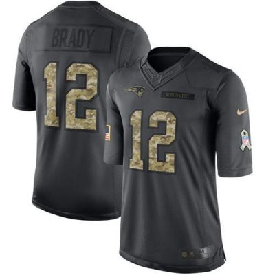 Nike Patriots #12 Tom Brady Black Stitched NFL Limited 2016 Salute To Service Jersey