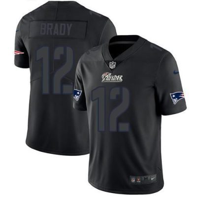Nike Patriots #12 Tom Brady Black Stitched NFL Limited Rush Impact Jersey