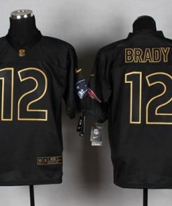 Nike Patriots #12 Tom Brady Black Gold No. Fashion Stitched NFL Elite Jersey