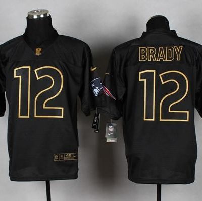 Nike Patriots #12 Tom Brady Black Gold No. Fashion Stitched NFL Elite Jersey