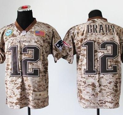 Nike Patriots #12 Tom Brady Camo Stitched NFL New Elite USMC Jersey