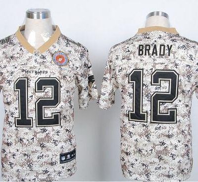 Nike Patriots #12 Tom Brady Camo USMC Stitched NFL Elite Jersey
