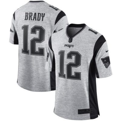 Nike Patriots #12 Tom Brady Gray Stitched NFL Limited Gridiron Gray II Jersey