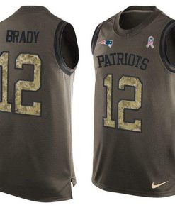 Nike Patriots #12 Tom Brady Green Stitched NFL Limited Salute To Service Tank Top Jersey