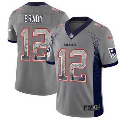 Nike Patriots #12 Tom Brady Grey Stitched NFL Limited Rush Drift Fashion Jersey