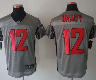 Nike Patriots #12 Tom Brady Grey Shadow Stitched NFL Elite Jersey